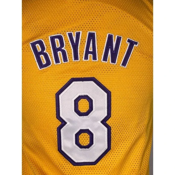 VTG Kobe Bryant #8 Los Angeles Lakers NBA Reebok Gold Jersey Dress Women's LARGE - Picture 9 of 12